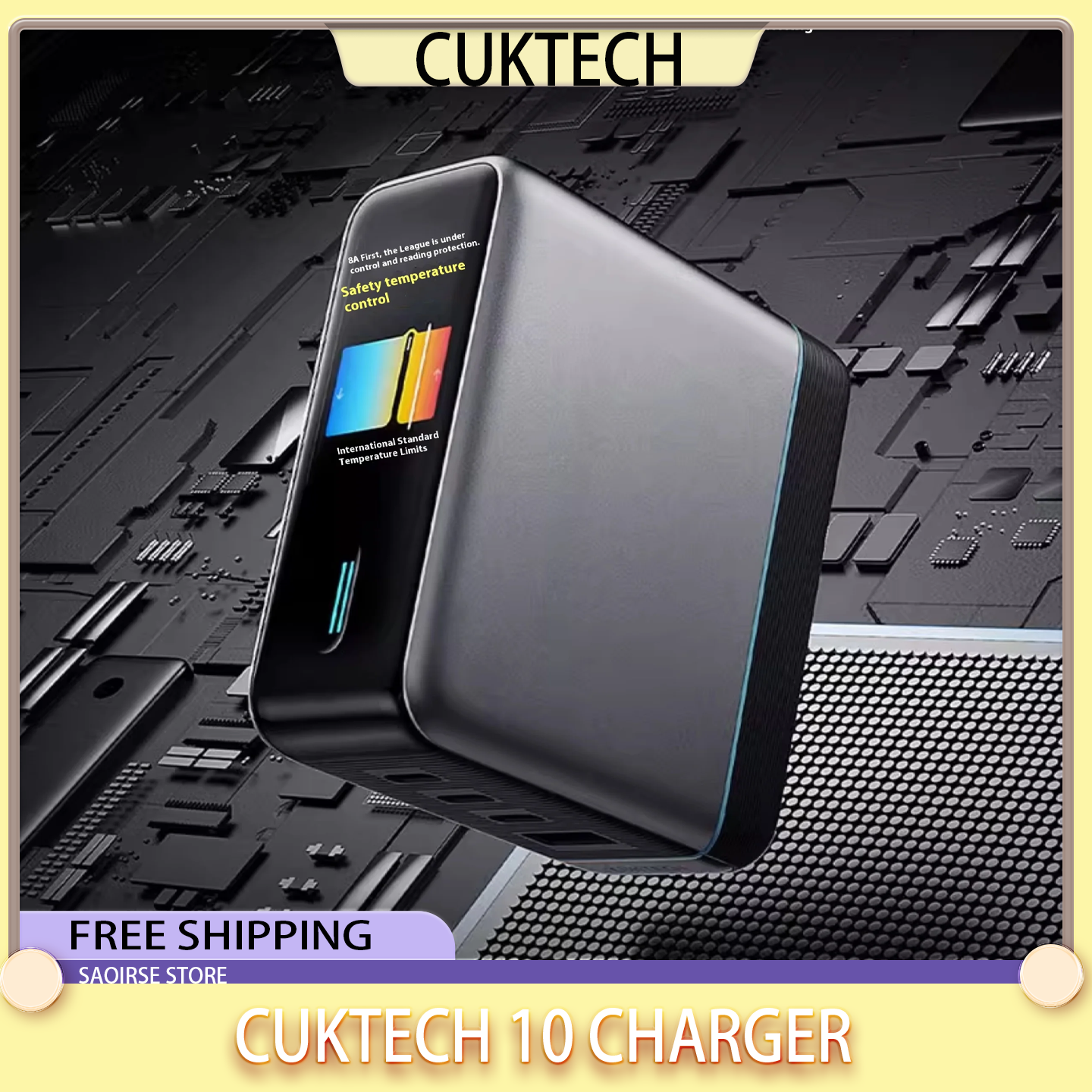 Originele CUKTECH 10 Super Elektrische Energieoplader PD3.0 Ultra-120W GaN Multi-poort Snellader met Scherm