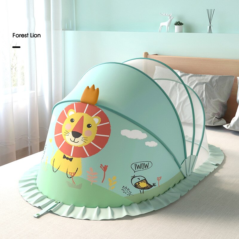 Baby Crib Netting Portable Foldable Baby Infant Bed Mosquito Play Tent Crib Sleeping Cushion Collapsible Portable Room Decor: Green Medium