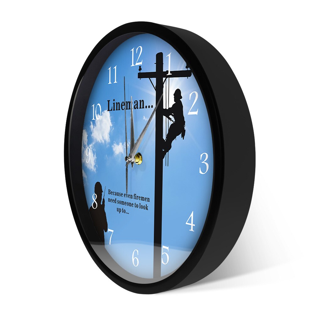 Lineman Work Under The Big Sunshine LED Lighting Wall Clock Electrician Voice Control Watch Inspirational Quote Silent Timepiece