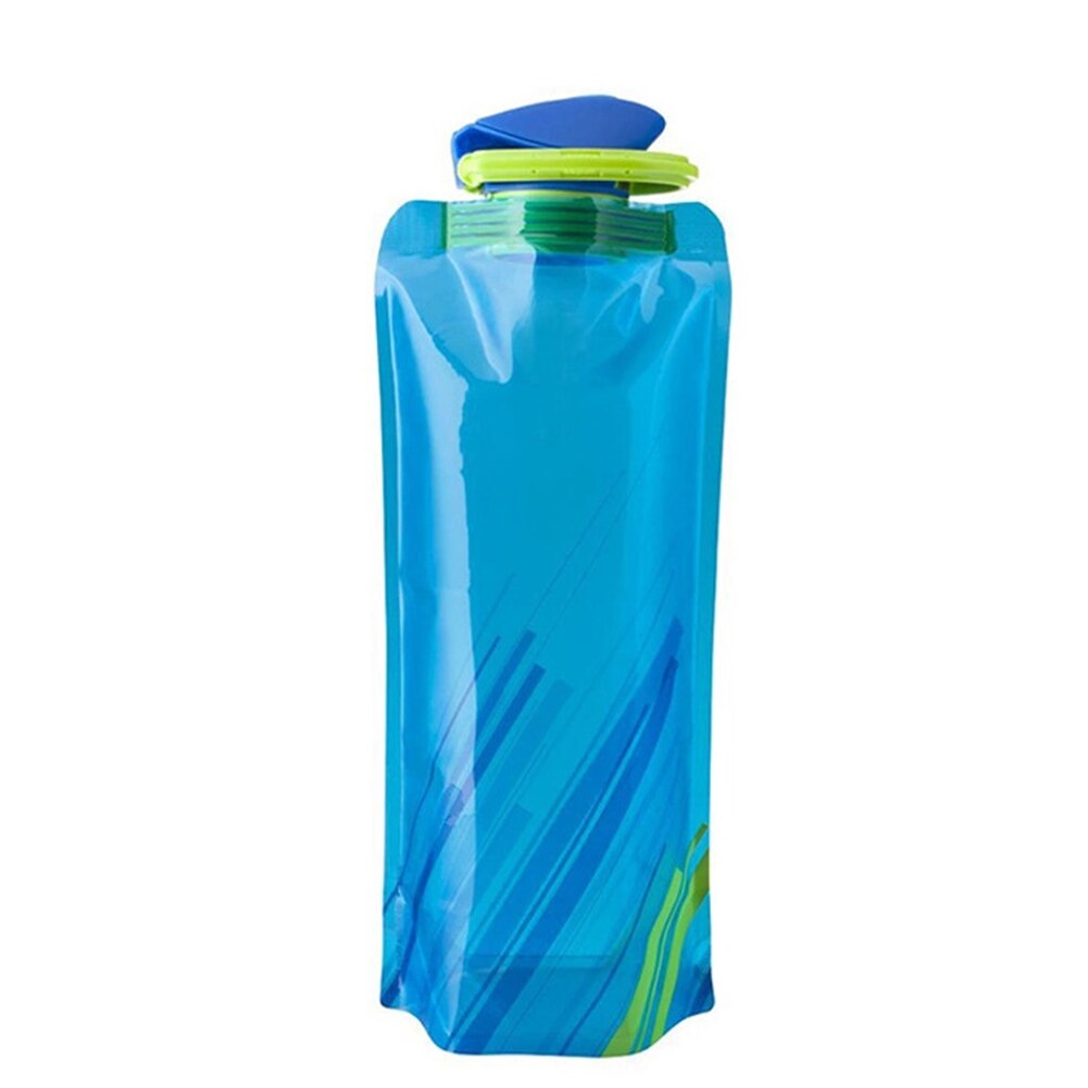 700ml reutilizable plegable bolsa de botella de agua Flexible bolsa azul Camping senderismo herramienta deportes portátil botellas de beber hervidor