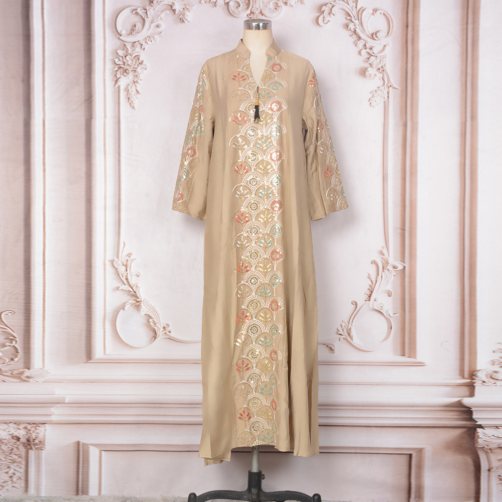 Abaya Marokko Kaftan Stickerei Pailletten Lange Kleid Dubai Abayas Islam Vestidos Eid Muslimische Frauen bescheiden Party Kleider Jalabiya: XL / Blau