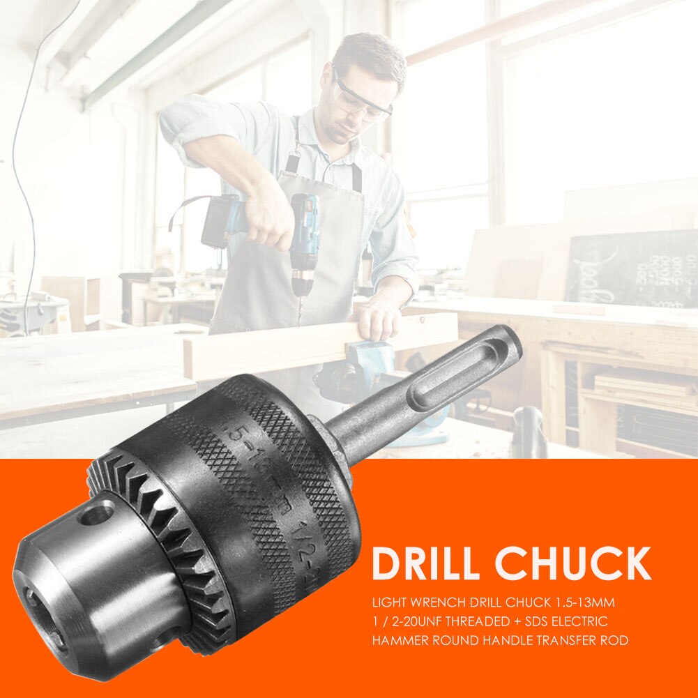 Drill Chuck Rotary Hammer Drill Chuck Tool+ Hex Shank Key +SDS Plus Shank for Household Metal Easily Handle Parts