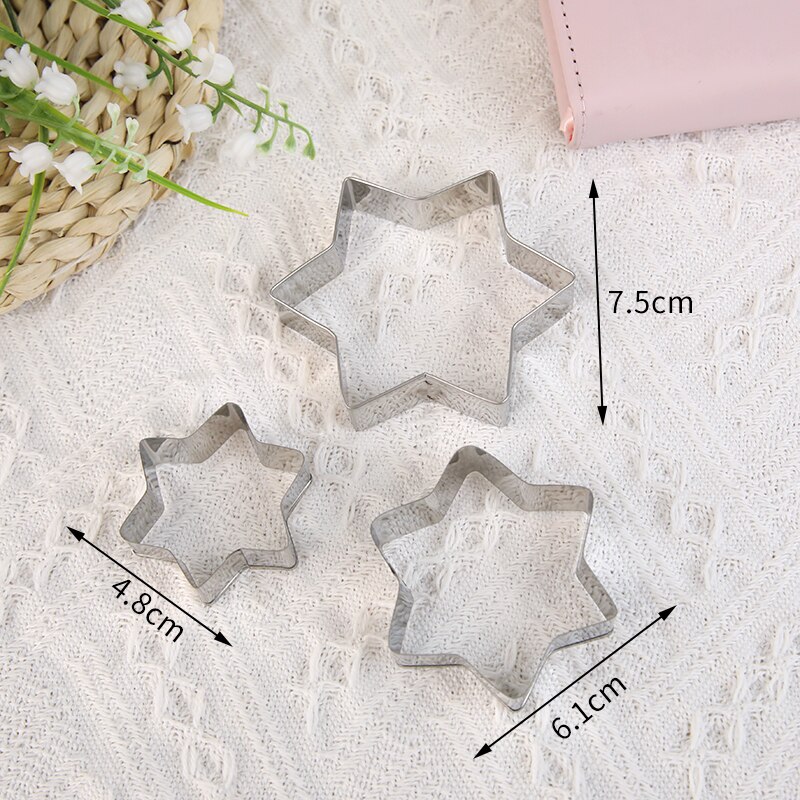 3Pc 4Pc Biscuit Cutter Mold Rvs Cookie Cutters Diy Cartoon Fondant Gebak Mold Voor Keuken Bakken Accessoires: Stainless steel 1