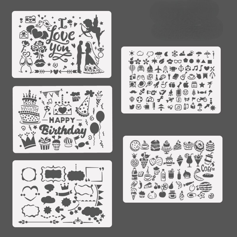 A4 Hollow Painting Stencil Spray/hand Painting Template Pre Tracing Ruler Stencils for DIY Scrapbooking Journal Decoration