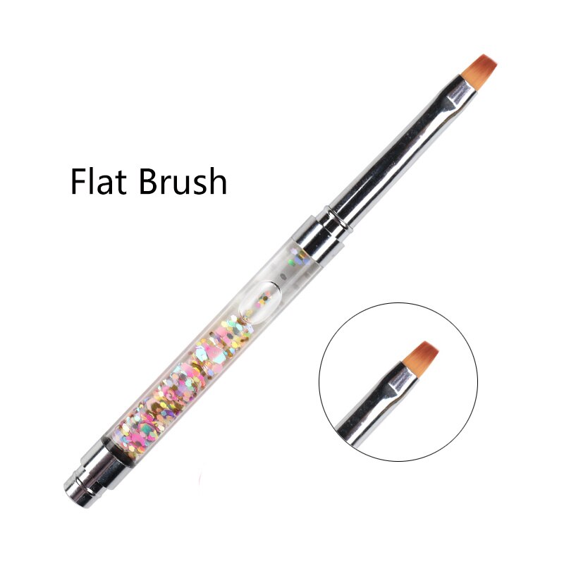 Bqan lantejoulas unha arte uv gel acrílico francês pintura escova flor design listras linhas forro diy desenho caneta manicure ferramenta: flat brush