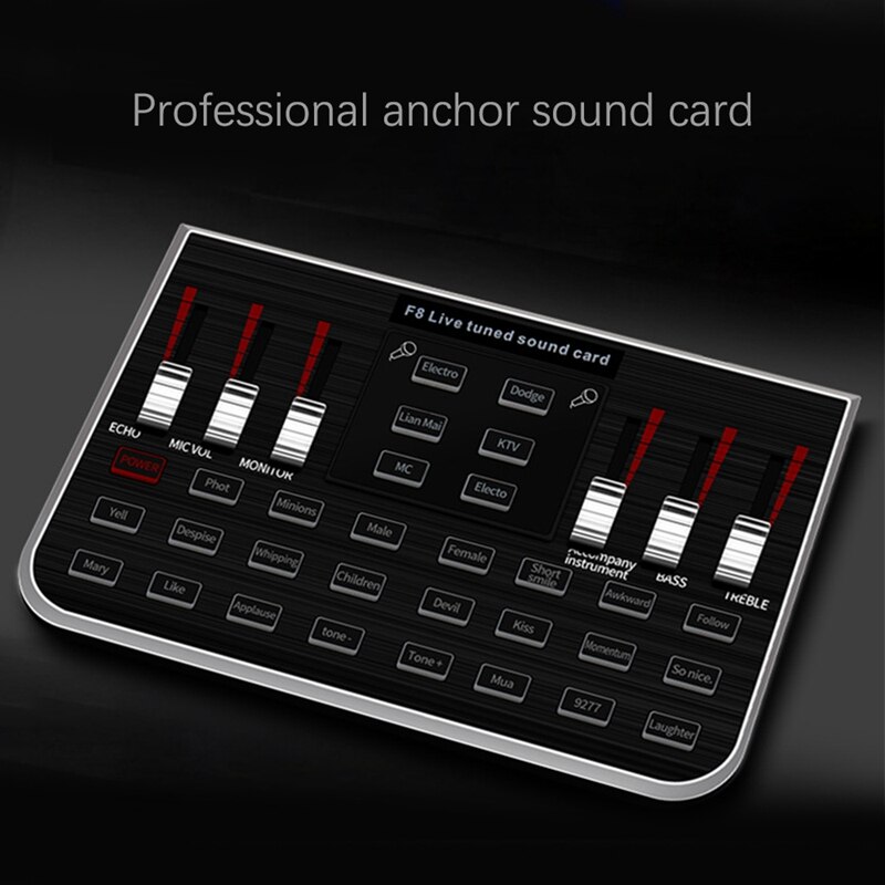 3C-Live Sound Card F8 Universal Voice Conversion Audio Mixer With 18 Interesting Sound Effects Sound Card Computer Mixing
