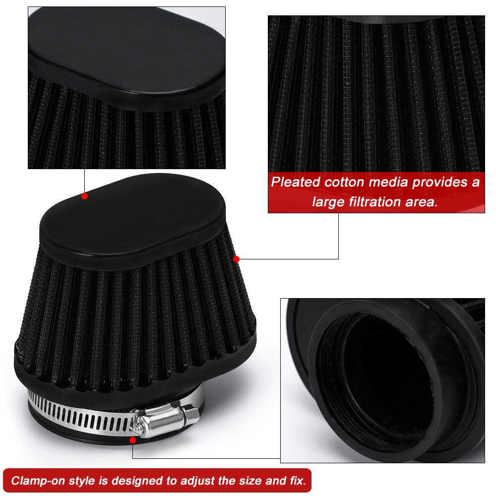LZONE-filtre à Air moto 60mm 55mm 51mm universel pour voiture à moteur Minibike entrée d'air froid haut débit cône filtre JR-AIT32