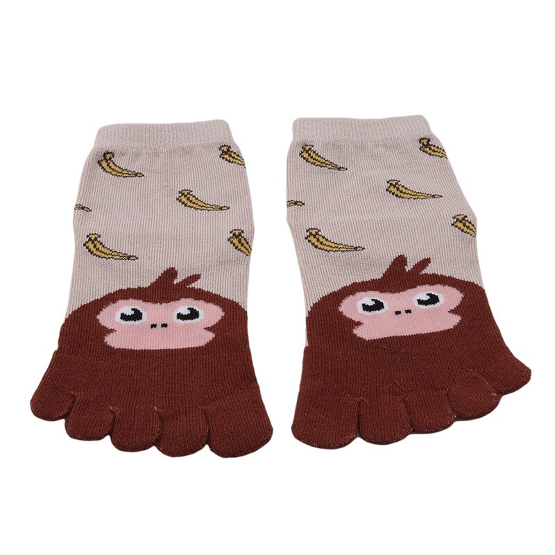 noël nouvel an Kawaii enfants chaussettes coton Animal 3-12 ans garçons filles chaussettes orteil chaussettes pour enfants cinq doigts chaussette: Brown monkey / 7-12 year old
