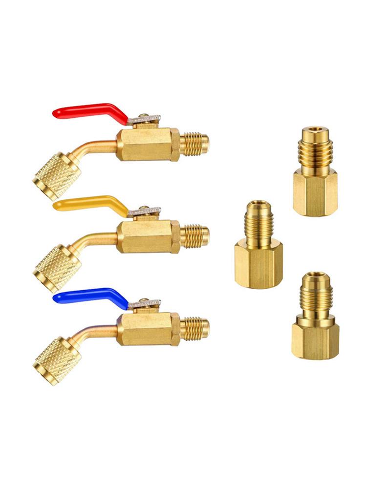 Air Conditioning Ball Valve 1Pcs Air Hose Valve Brass Ball Valve Connector For Air Conditioner Refrigeration Installation R134a