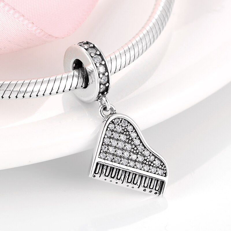 925 Sterling Silver Charming Beautiful Piano zircon Beads Fit Original Bracelet Jewelry making