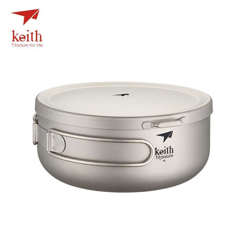 Keith titanium foldeskåle madpakke med låg udendørs camping madlavning skål køkkengrej rejser vandreture middagsbokse 800ml 1l 1.2l: 800ml ti5327