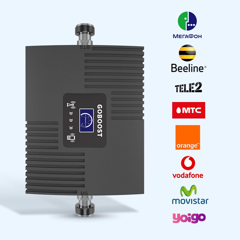 GOBOOST Amplifier 4G WCDMA 2100MHz Cellular Signal Booster Network Repeater 65DB Display Cell Phone Antenna Cable a Set for Home