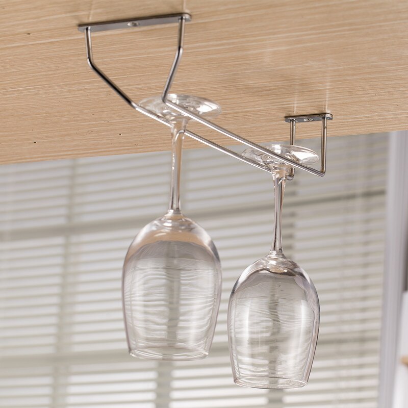 1Pc Nuttig 34Cm Rvs Wijnrek Glas Wijn Houder Opknoping Bar Hanger Plank Bar Gereedschap: 1 rows