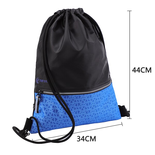 TINYAT Drawstring Pocket Bag Sports Waterproof Backpack black sport backpack for men women Lightweight 0.15kg: blue net bag