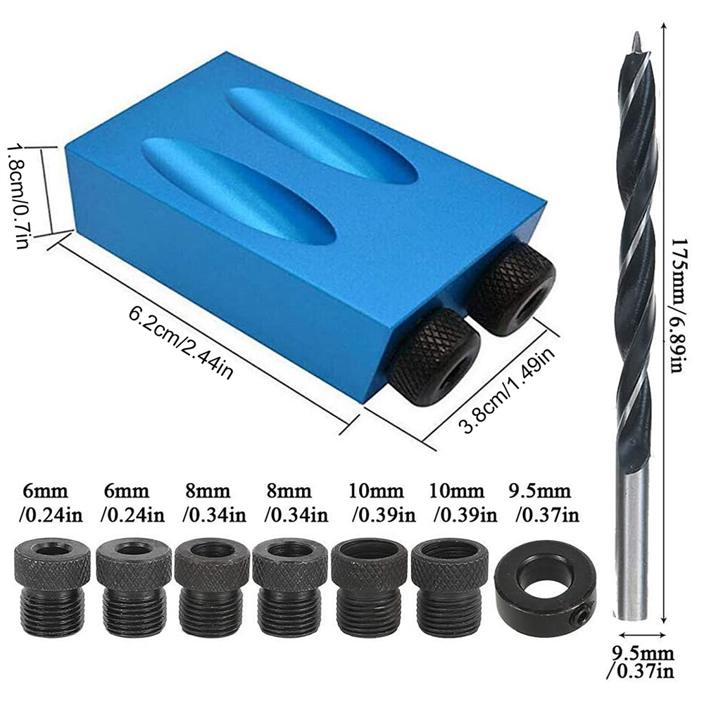 14Pcs Pocket Gat Schroef Jig 15 Graden Deuvel Boor Gids Kit Carpenters Houtwerk Tool Schuine Gat Locator Boren