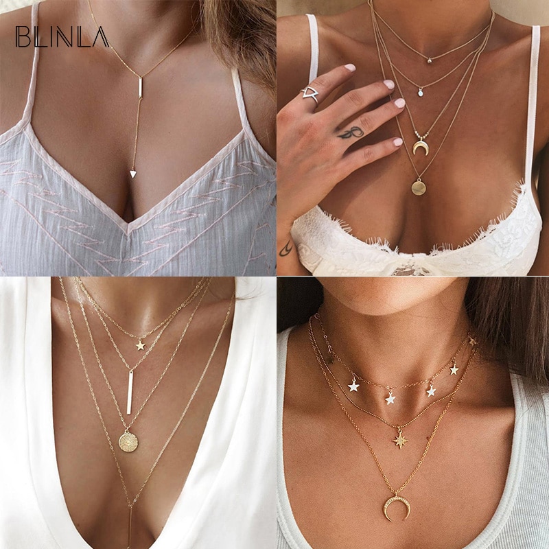 2020 oro A Lunga Catena Della Collana Girocolli Per Le Donne A Più Strati Croce Geometrica Collane Con Pendente Boho Maxi Dichiarazione Dei Monili Del Partito