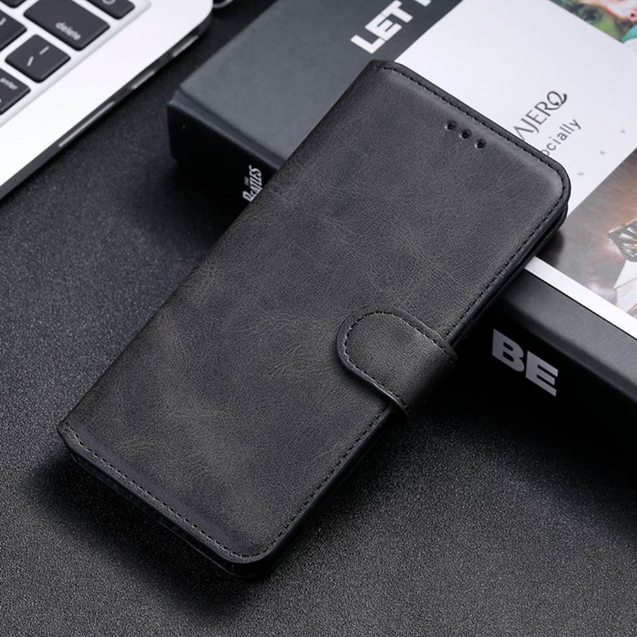 Coque de téléphone en cuir à rabat, étui portefeuille pour Xiaomi Redmi 9A: Black