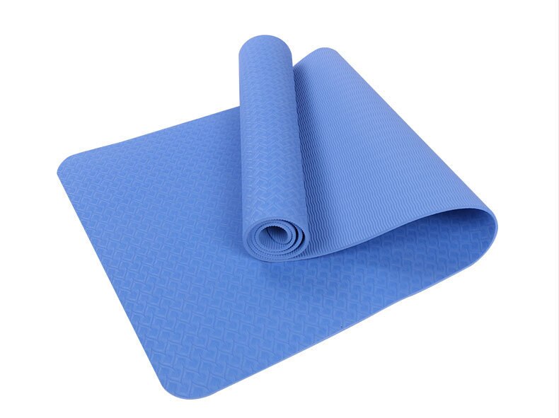 Tapete de ioga não-tóxico, material não-tóxico, 183x60cm, espessura 6mm, para atividades físicas, esportes em casa: CÉU AZUL