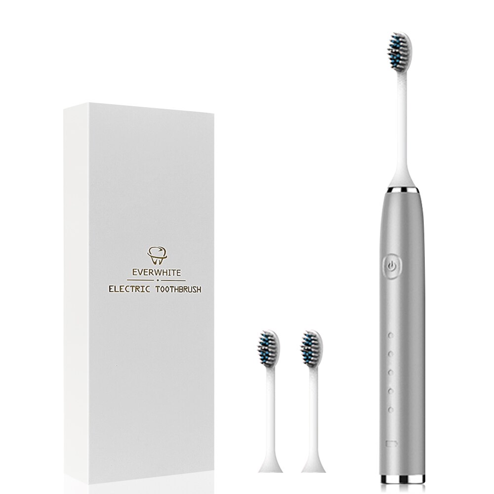 ZS-cepillo de dientes eléctrico sónico para adultos, dispositivo IPX7 recargable por USB, lavable, 5 modos, cuidado de las encías, con 8 cabezales de repuesto: A4O103-1