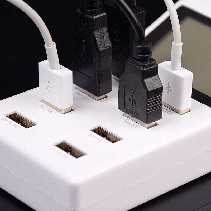 Universal Smart 8 Port USB Wall Charger Display Screen US EU Plug Travel AC Power Adapter Socket for Cell Phone Tablet Camera