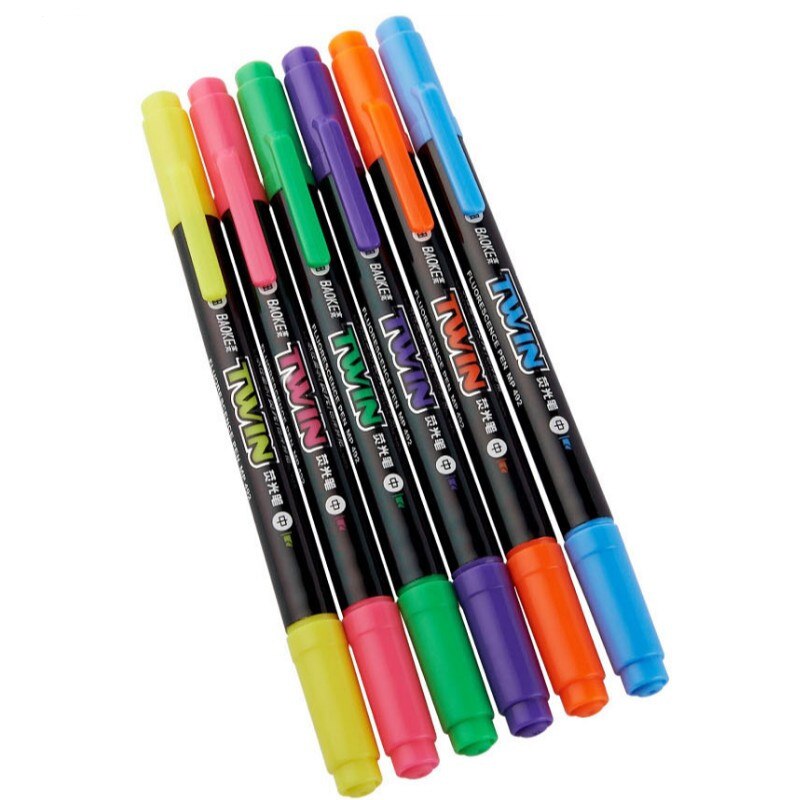 6pcs/Lot Highlighter for Kid Stationery Art supplies material Highlighterfor paper copy fax Marker Pen Office Supplies