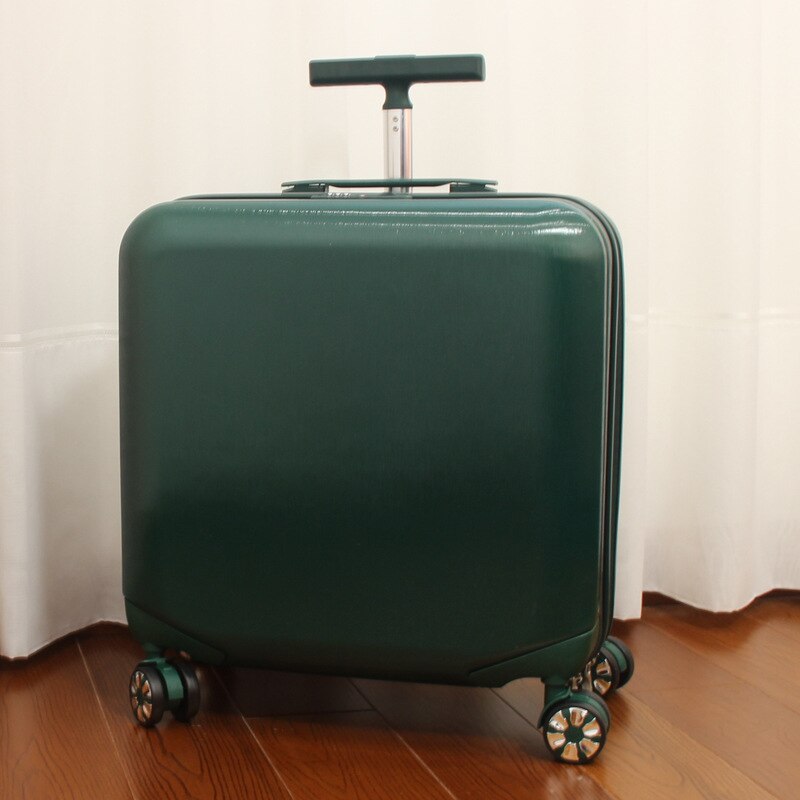 18 pulgadas única cubierta de carrito de 20 pulgadas de embarque contraseña tronco de la caja de los hombres y las mujeres las maletas mudo universal de Unisex: Dark green / 18 inches