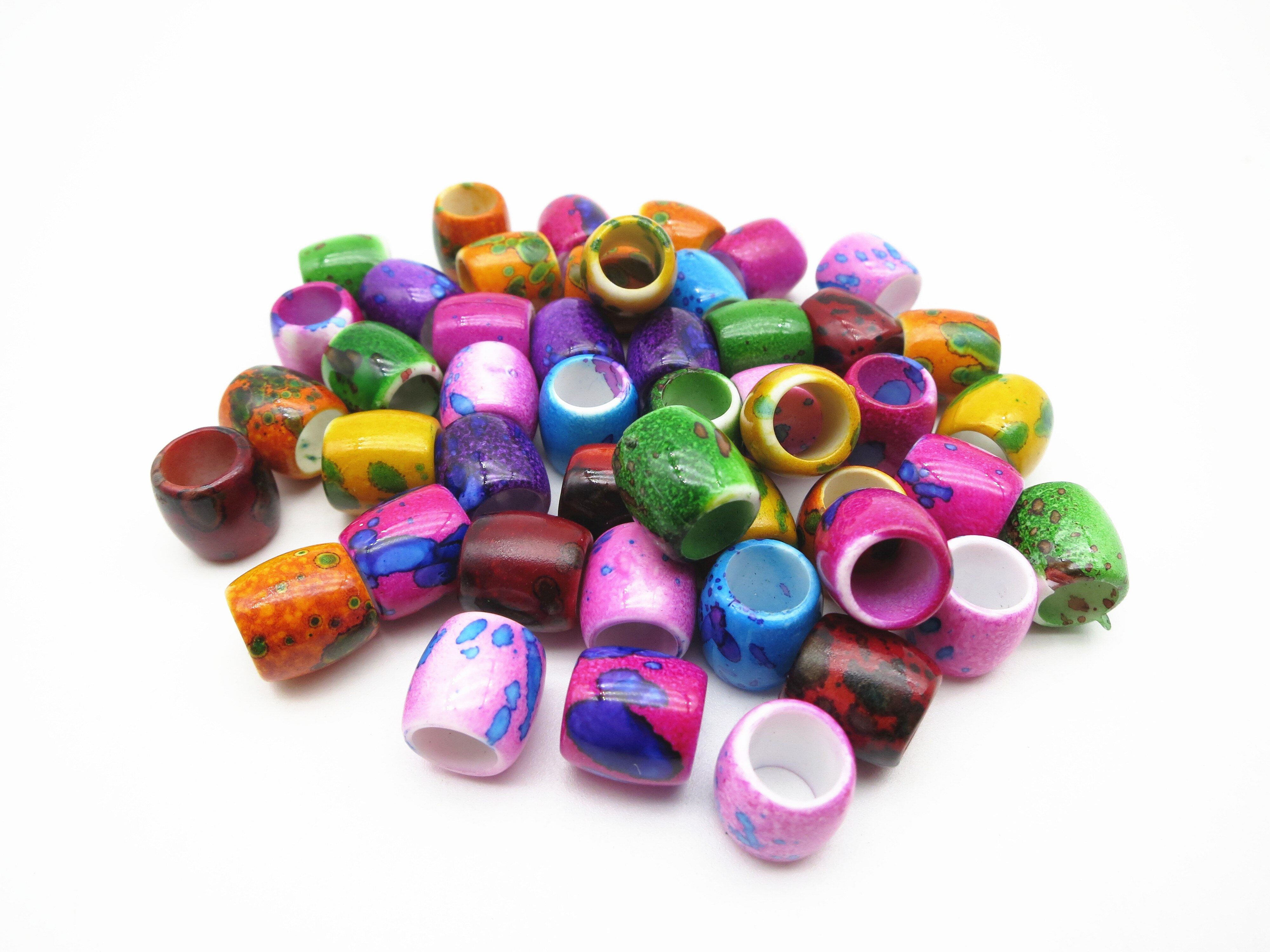 20PCS Colorful Hair Braid Dreadlock Beads rings tube Viking Rune beard beads DIY kids girl Hair Styling Accessories