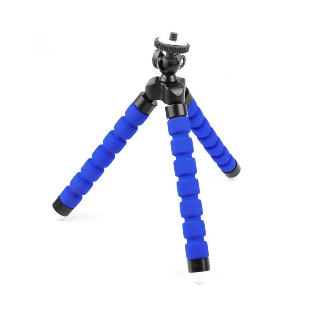 Sponge tripod octopus bracket small lazy mobile phone holder portable mobile phone universal bracket plus mobile phone clip: Blue