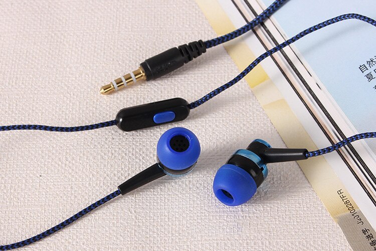Fio fone de ouvido in-ear telefone móvel com trigo trançado cabo de fiação universal música subwoofer fone de ouvido confortável para usar original