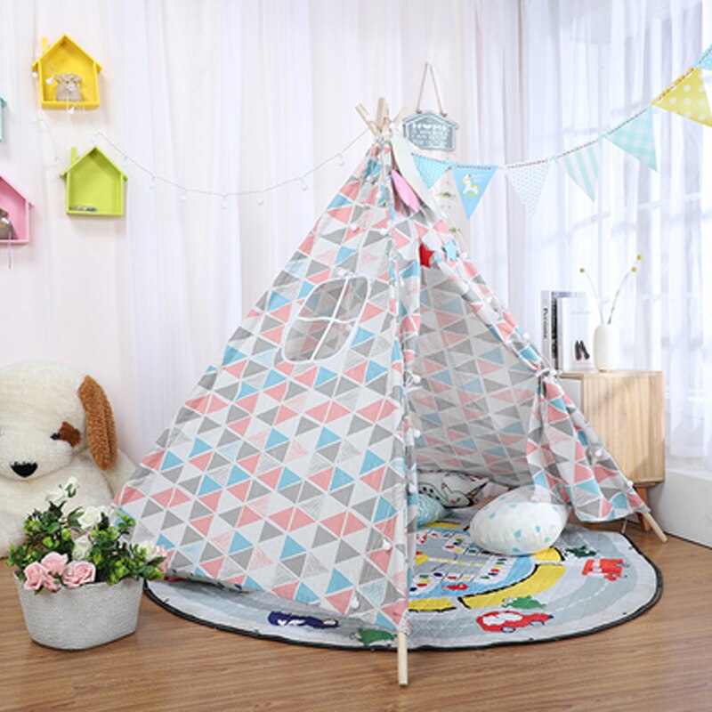 Indian Kids Tent Wigwam For Children Portable Cotton Home Tipi Folding Indoor Girls Boys Tent Toy Teepee Original Triangle