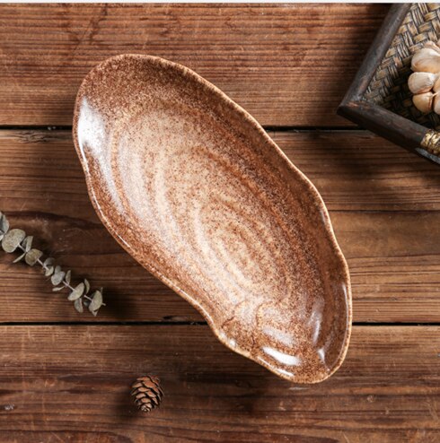 Imitation Oyster Shell Tableware Ceramic Western Plate Restaurant Hotel Ceramic Sushi Plate Cold Dish Home Small Dish: C-L 1PCS