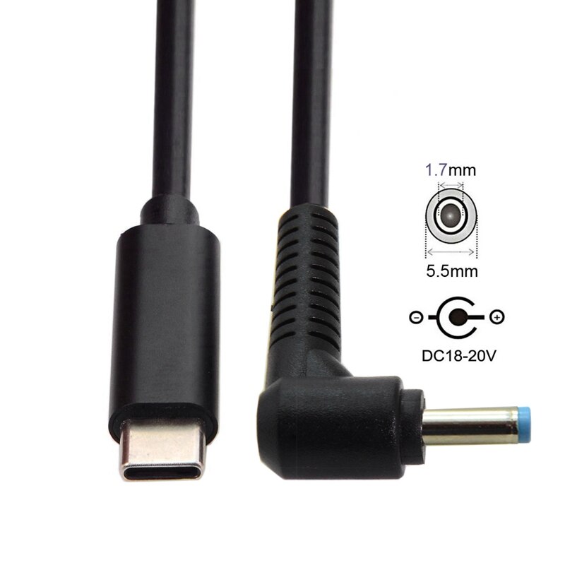 Entrada de USB-C tipo C para rectángulo 5,5x1,7mm Cable de carga PD para portátil Acer