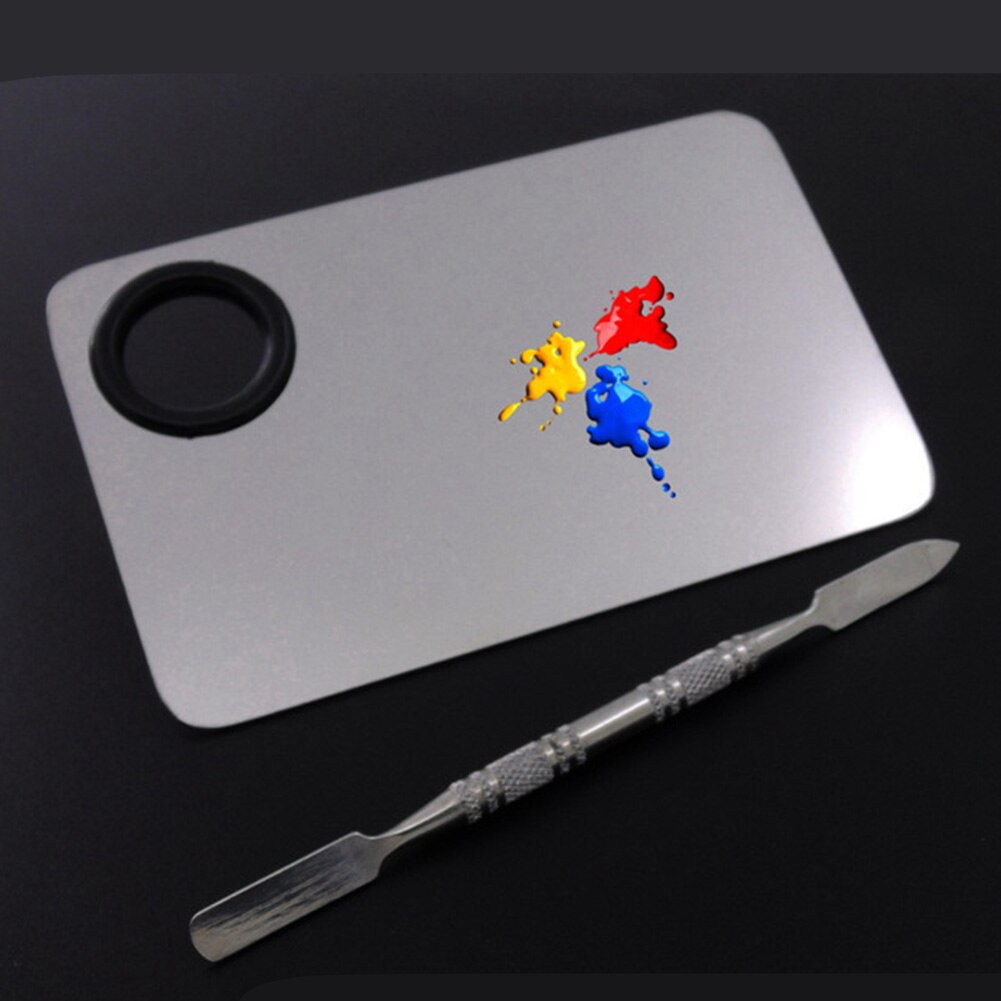 Akvarel tegneværktøj stang nail art skole palet olie blanding spatel rustfrit stål makeup maling kunst forsyninger maleri: 1