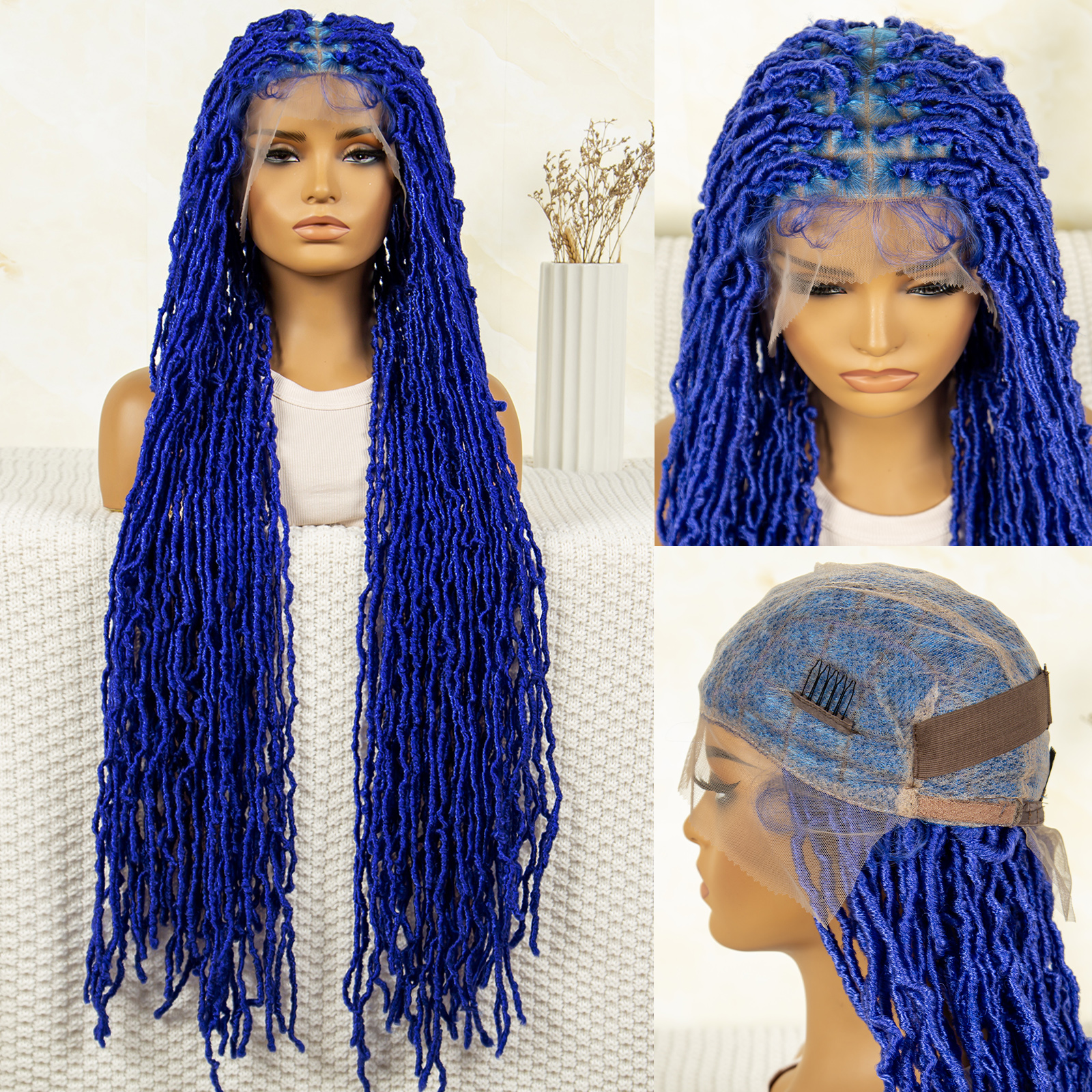 Pelucas trenzadas de caja roja, peluca trenzada de encaje completo, peluca con trenzas de ganchillo para mujer, peluca de encaje de 36 pulgadas, peluca trenzada trenzada sin nudos: T1B/Verde
