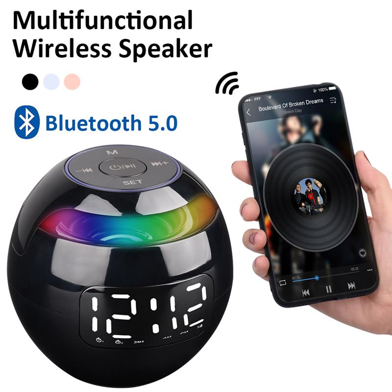 Moderne Digitale Klok Kolom Bluetooth Speaker Sound Box Met Led Display Wekker Fm Radio Nachtlampje Mini Bureauklok