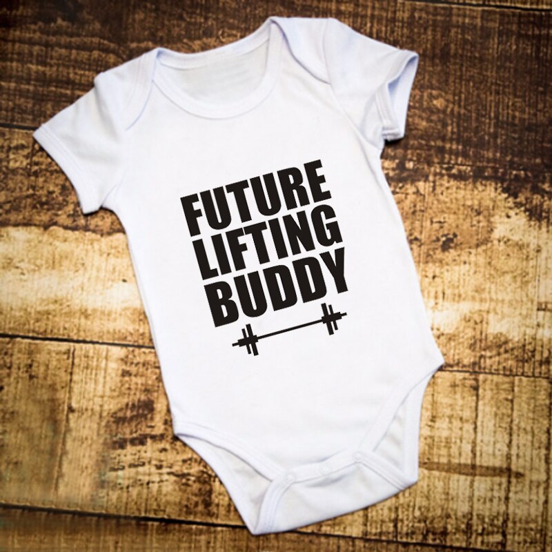 Futur levage copain imprimé drôle -né bébé Body blanc à manches courtes barboteuses combinaison corps bébé garçon filles Onesie vêtements