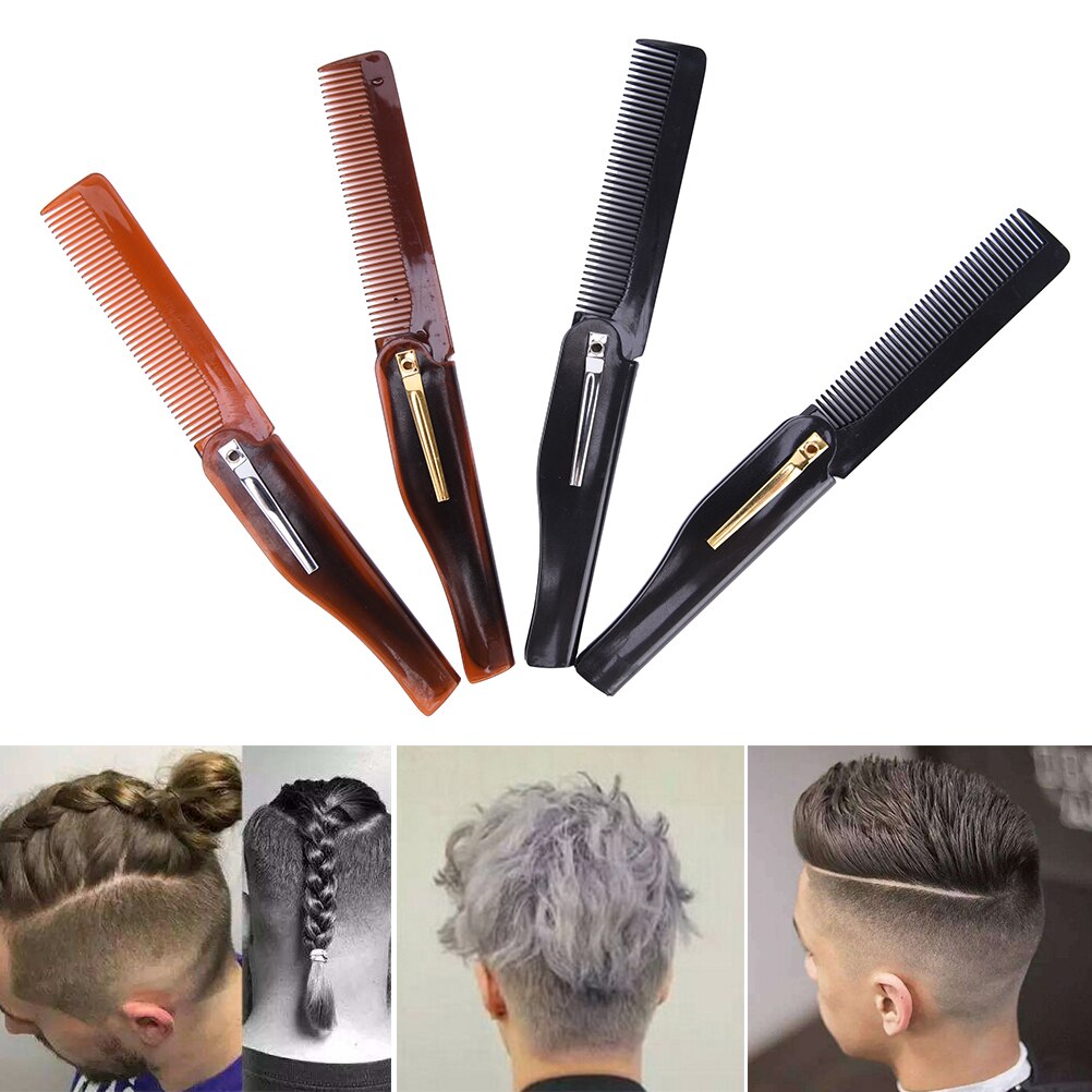Foldbar hårkam lommeclip hår overskæg skæg kam hår styling værktøj frisør hår kam til mænd kvinder kamme