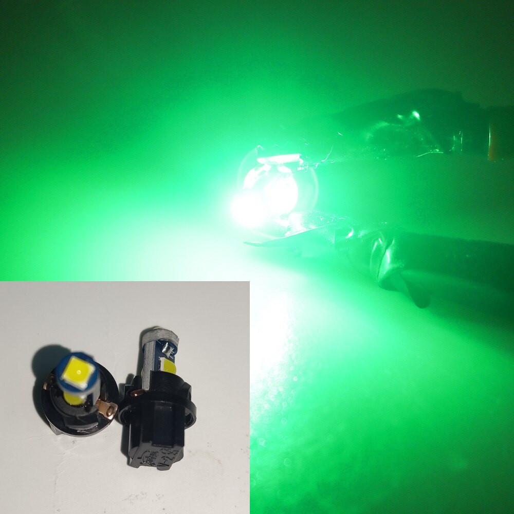 Ampoule led T5 B8.5 B8.5D 3030-3SMD, 20 pièces, indicateur de jauge, lumières intérieur du tableau de bord, lampe latérale, dc 12v: (T5)Green