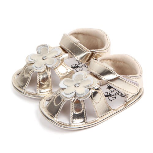 Summer 0-18M Baby Girls Floral Sandal Anti-Slip Leather Crib Shoes Prewalker Cute Casual Soft Shoes