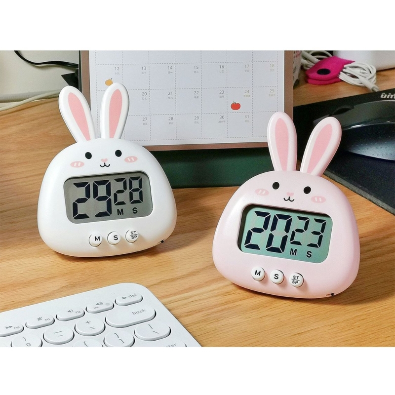 Niedlicher Cartoon-Tier-Countdown-Timer, Frosch-Kuh, digitaler Kochtimer mit Ständer