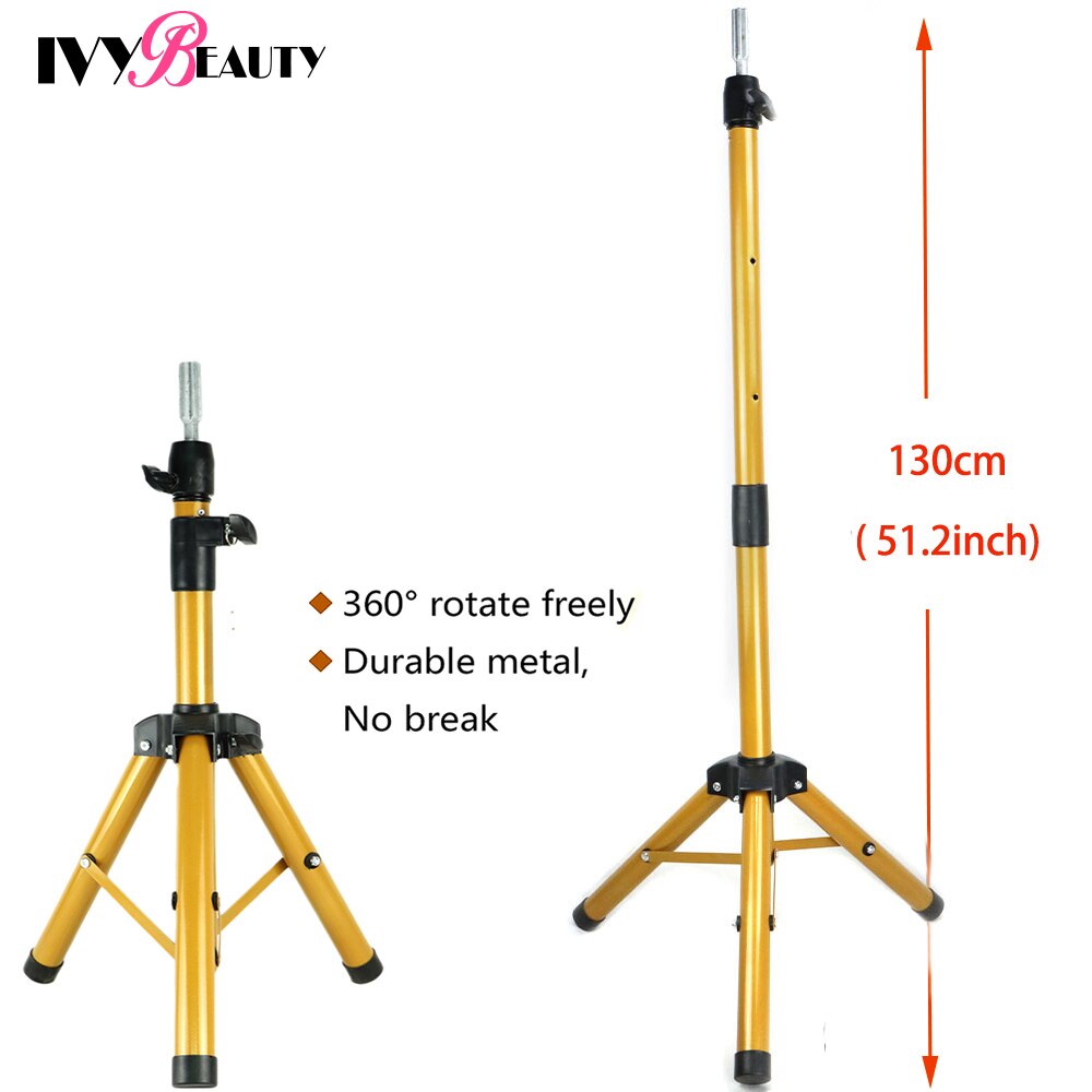 130cm Wig Stand Tripod Hairdressing Training Mannequin Head Tripod Holder For Hairdressers Salon Display Styling Tripod For Wigs: Orange