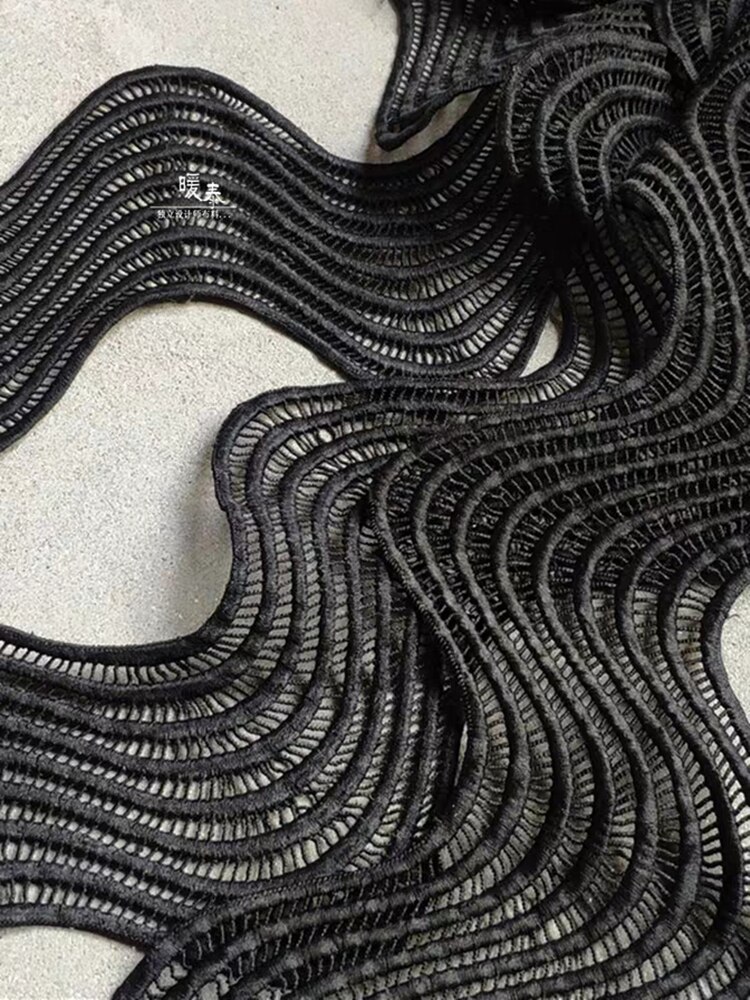 Lazo negro bordado encaje adorno francés refinamiento lazo DIY vestido Collar boda decoración artesanal accesorio