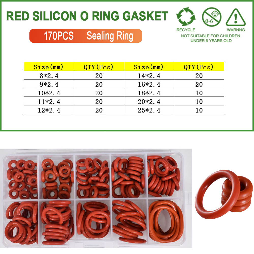 Dichtung O-Ring Silikon dichtung O-Ring Dichtung scheiben öl beständige Hochtemperatur-Kieselsäure-Ringe Silikon-Oring-Bausatz: Durcheinander