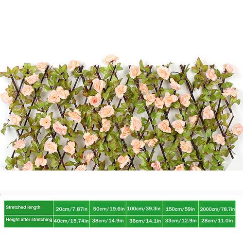 Garden Fence Willow Wooden Hedge With Artificial Flower Leaves Garden Decoration Screening Expanding Trellis Privacy Screen: A 200x28cm