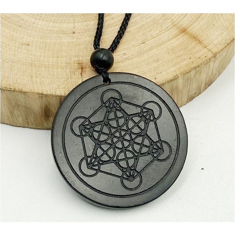 Russische Natuurlijke Authentieke Shungite Hanger Steen Emf Neutraliserend Shungite Ketting Sieraden Anti Stralingsbescherming 5G Blocker: Metatron
