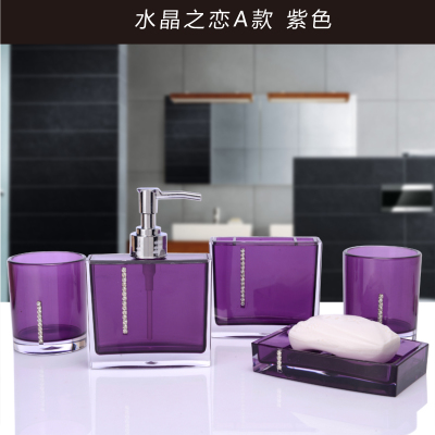 Akryl fem stykker sett dårlig vaske sett baderomsutstyr diamant kopp børste elskere såpeskål tannbørsteholder: 4