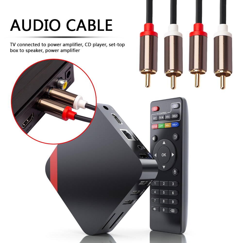 1m 2m 3m 2 RCA to 2 RCA Cable Male to Male Audio Cord for Home Theater DVD TV Connect to Power Amplifier CD Soundbox Speaker