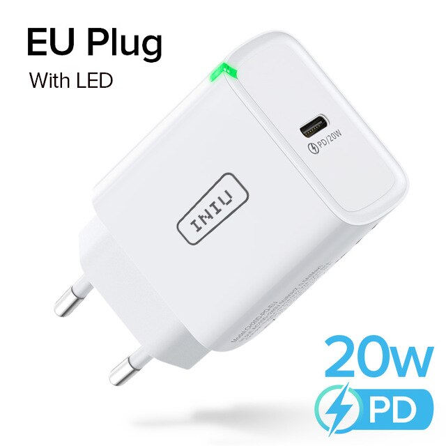 INIU – chargeur USB type-c 20W PD 3.0 QC4.0, charge rapide, pour téléphone iPhone 13/12/11 Pro Max, Samsung S21, Huawei, Xiaomi: EU Plug PD 20W