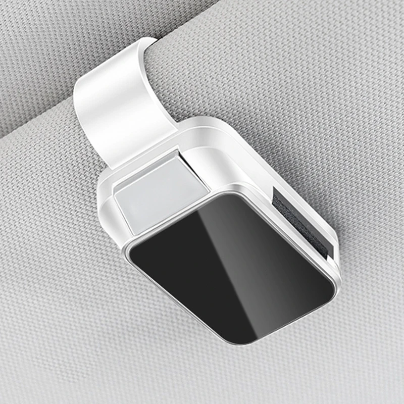 1pc car sun visor glasses clips, interior glasses storage holder, compact storage car interior accessories with alloy buckle: White
