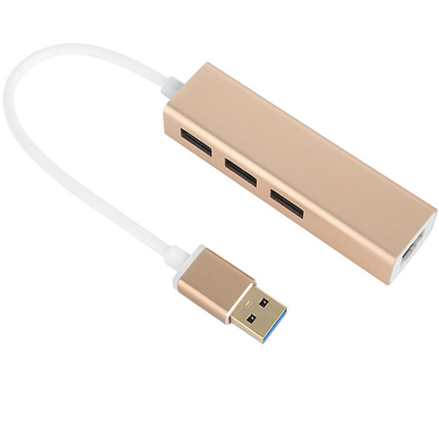 Grwibeou Usb Ethernet Usb Hub Te RJ45 Lan Netwerkkaart 10/100 Mbps Ethernet Adapter Voor Mac Ios Laptop Pc Windows 3 Port Usb Hub: Gold